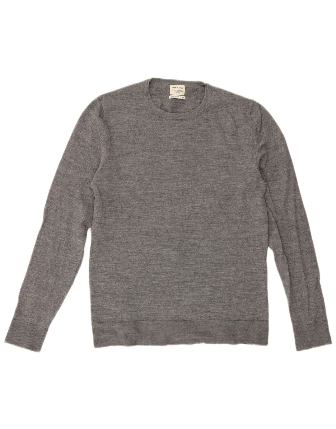 Jack & Jones Herre sweater med rund hals, mellemgrå uld