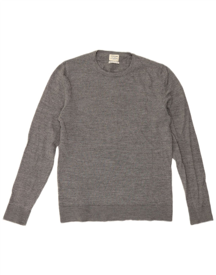 Jack & Jones Herre sweater med rund hals, mellemgrå uld