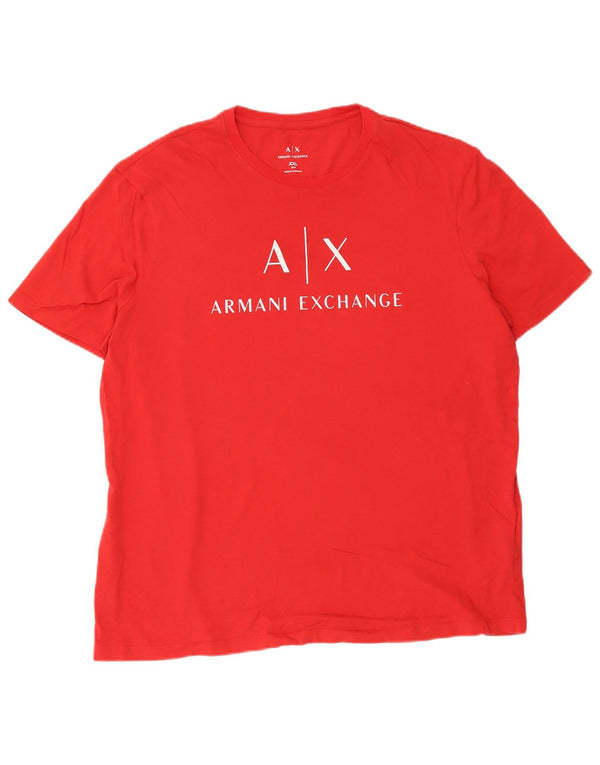 Armani Exchange Herre Slim Grafisk T-Shirt Top 2XL Rød Bomuld
