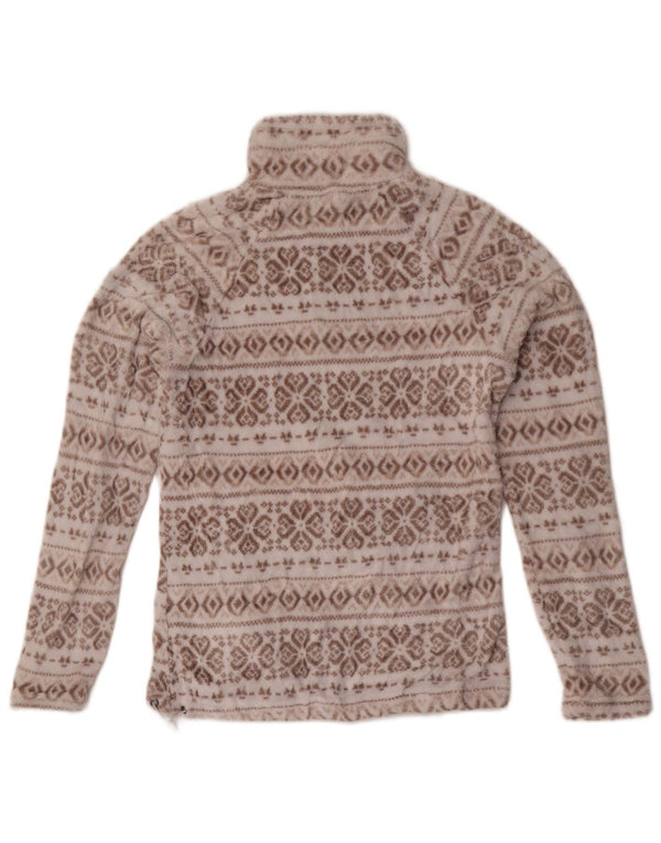 Eddie Bauer Fleecetrøje med lynlås til kvinder UK 10 Small Brown Fair Isle