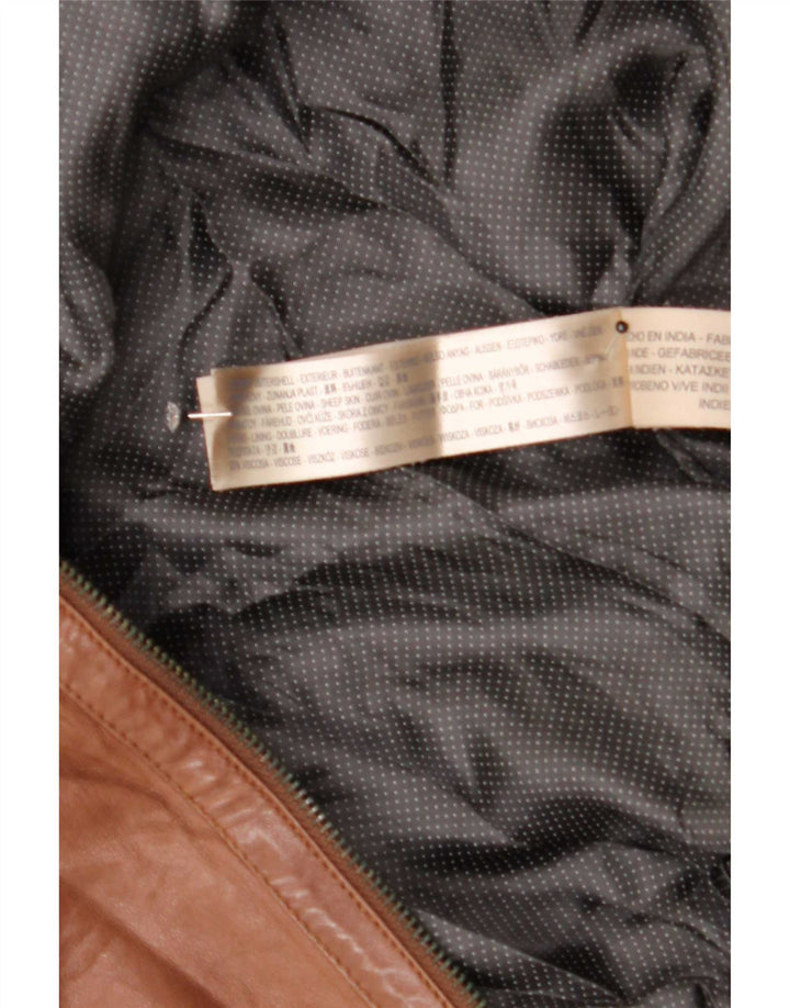 Massimo Dutti Dame Læderjakke UK 14 Medium Brun