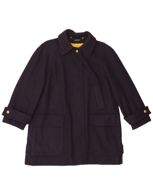 Aquascutum oversize overfrakke til kvinder UK 16 Stor marineblå uld
