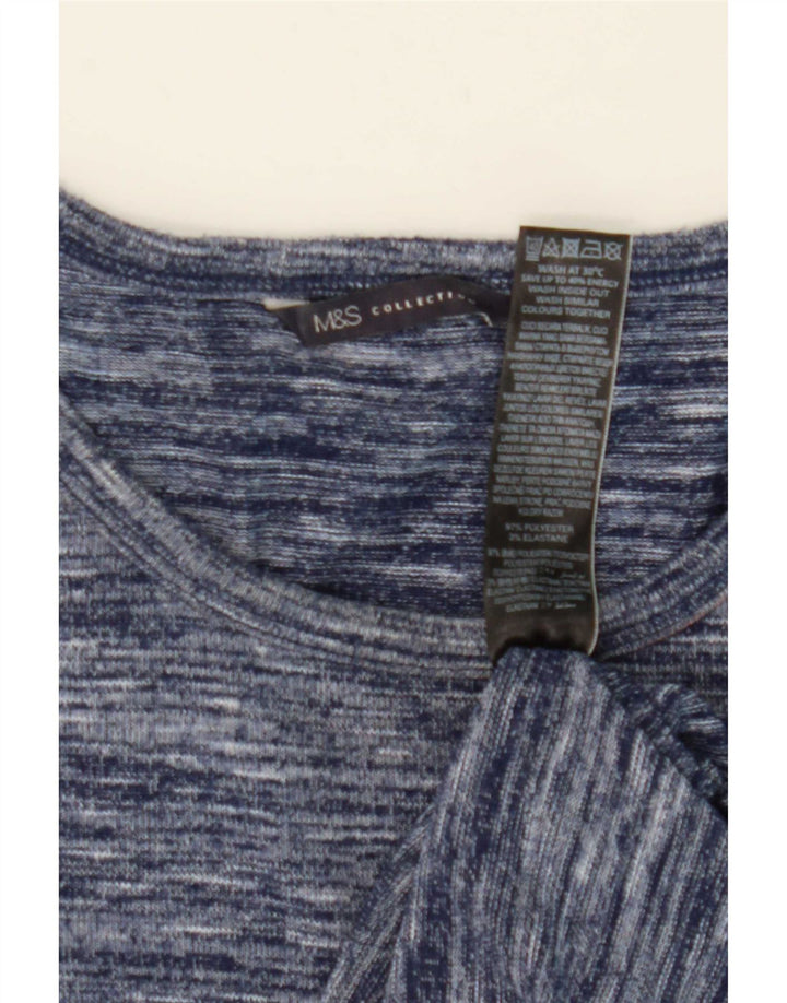 Marks & Spencer Dametop Langærmet UK 12 Medium Blue Flecked Polyester