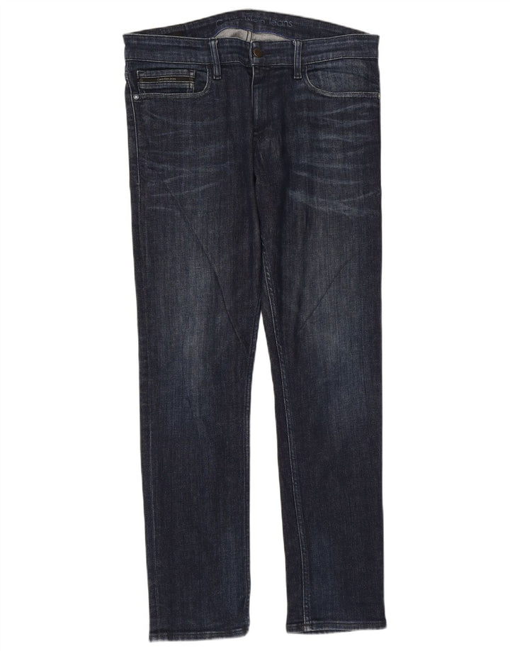 Calvin Klein Herre Slim Jeans W33 L32 Marineblå Bomuld