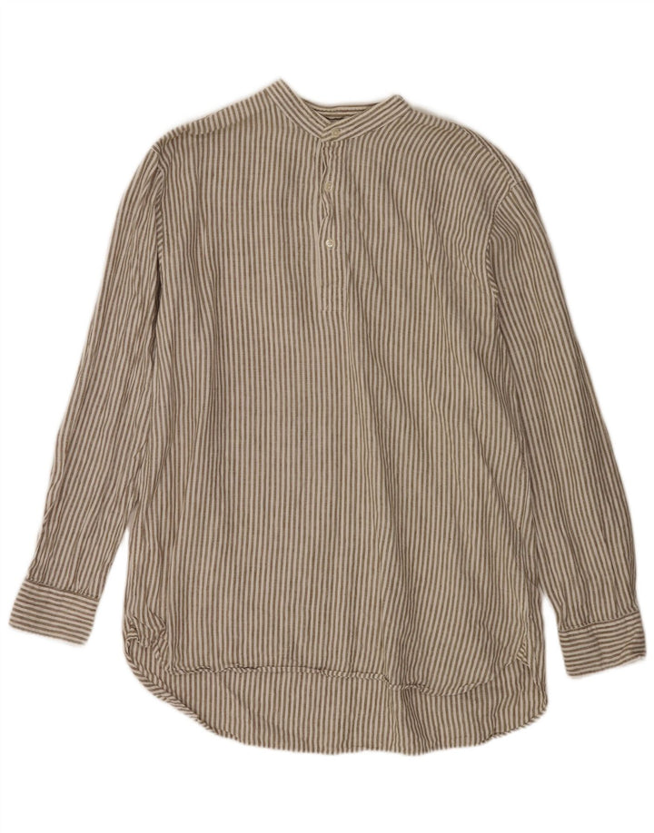 Boden Herre Pullover Shirt XL Brun nålestribet hør