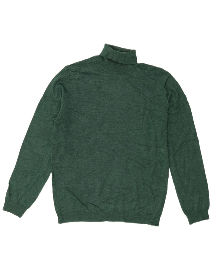 Zara Herre Roll Neck Jumper Sweater Stor Grøn Akryl