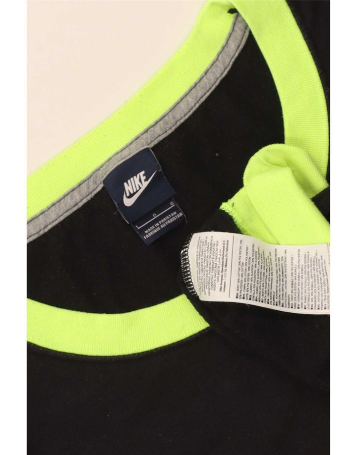 Nike Womens Oversized Sweatshirt Jumper UK 16 Large Black Colourblock
