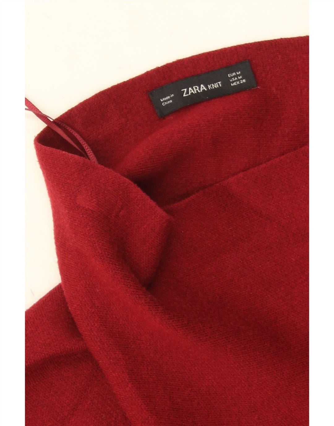 Zara Damestrik Mini A-Line nederdel Medium W28 Burgundy Viscose