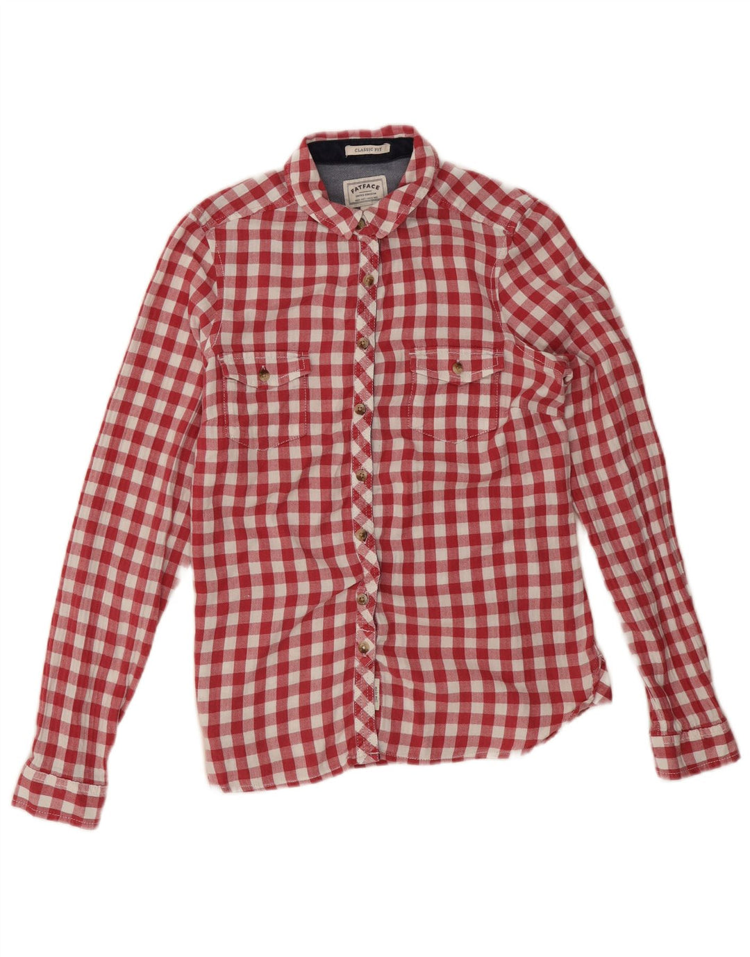 Fat Face Dame Classic Fit Flannel Shirt UK 12 Medium Red Gingham