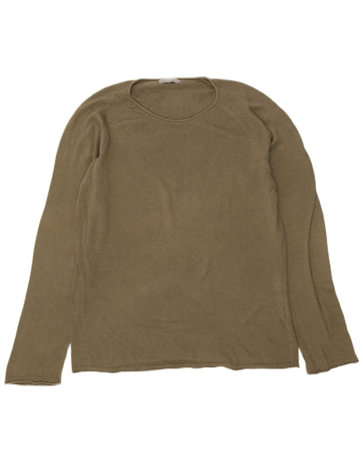 Cos Herre Crew Neck Jumper Sweater Stor Khaki Bomuld
