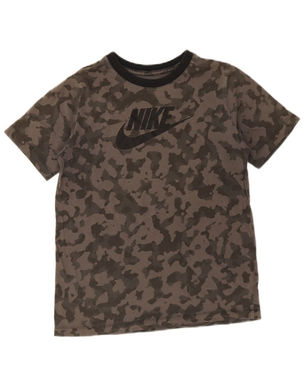 Nike Boys Grafisk T-Shirt Top 13-14 år XL Grå Camouflage Bomuld