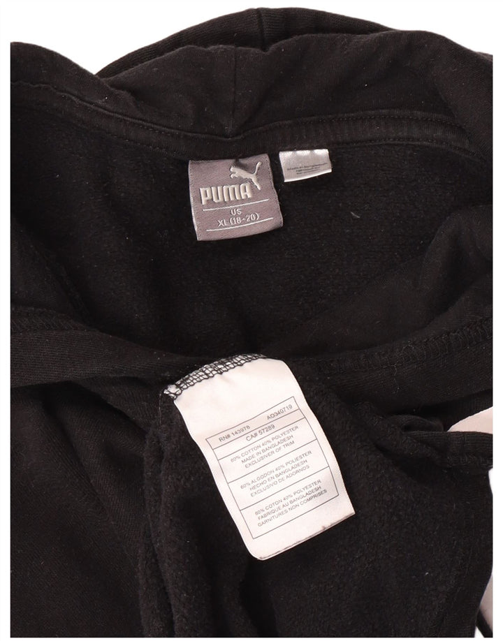 Puma drenge grafisk hættetrøje 13-14 år XL Sort bomuld
