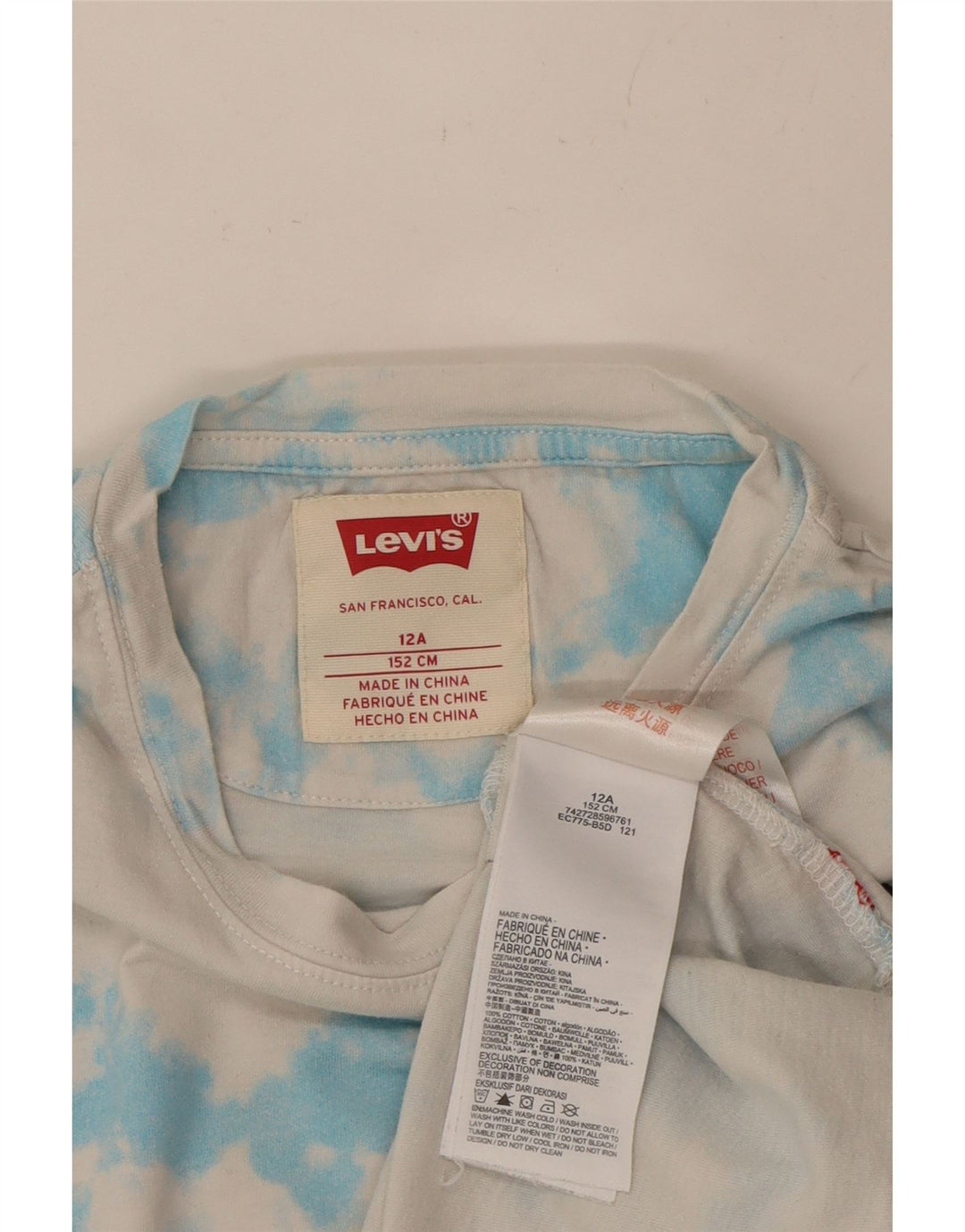 LEVI'S Boys T-Shirt Top 11-12 Years Blue Tie Dye Cotton