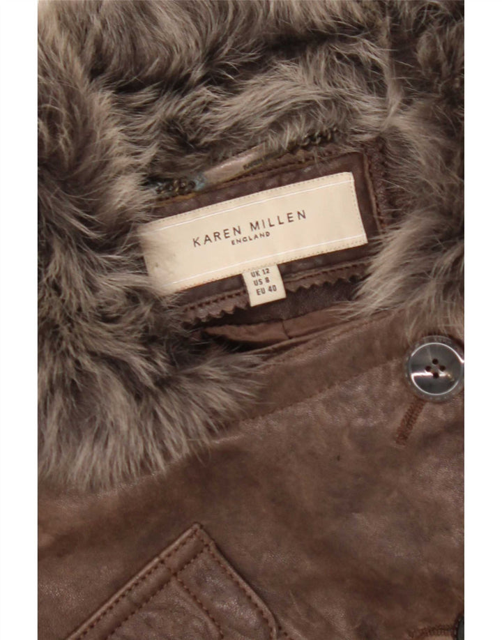 Karen Millen Dame Læderjakke UK 12 Medium Brun