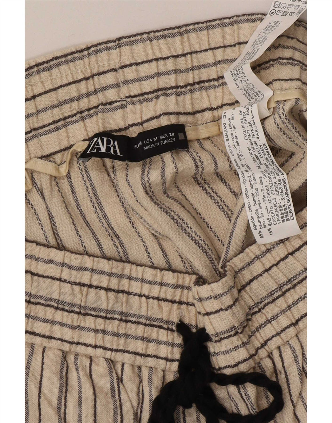 Zara Chino Shorts til kvinder Medium W28 Beige Stribet Bomuld