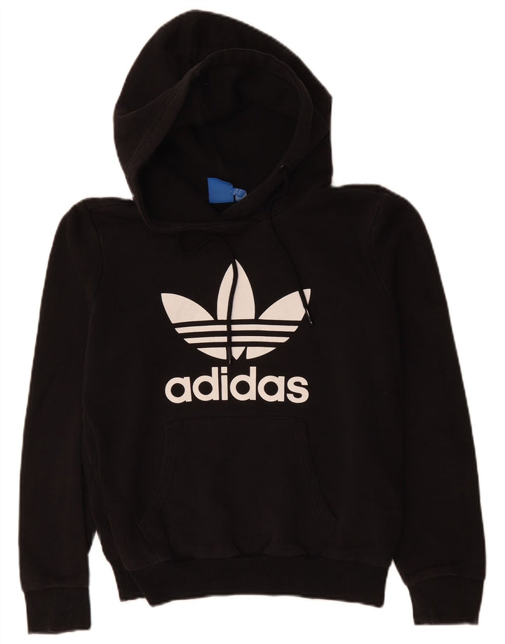 ADIDAS grafisk oversize hættetrøje til kvinder UK 10 Lille sort polyester