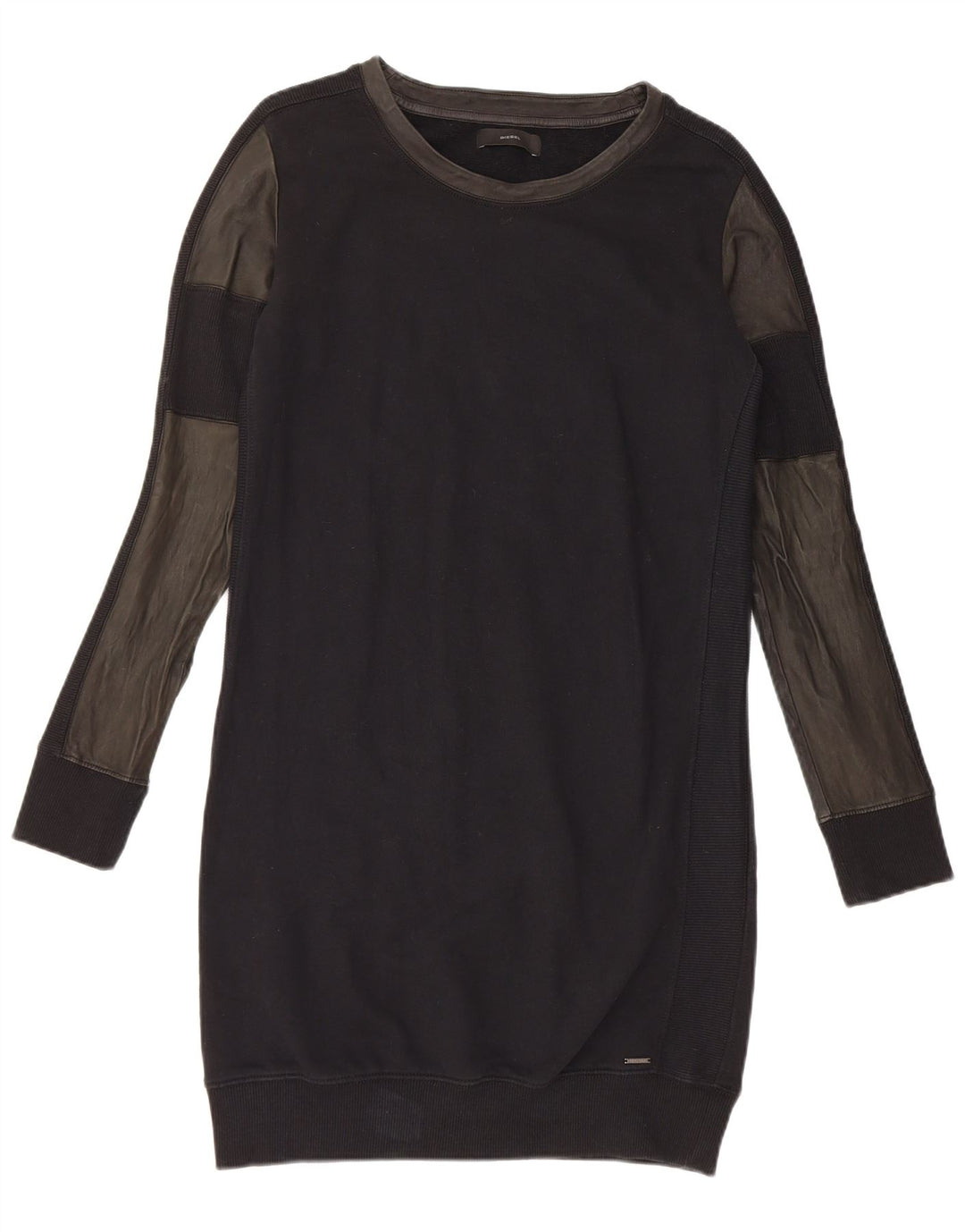 DIESEL Dame Jumper Dress UK 12 Medium Sort Colourblock Bomuld
