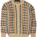 Tulchan Dame Cardigan Sweater One Size Beige Argyle/Diamond New Wool