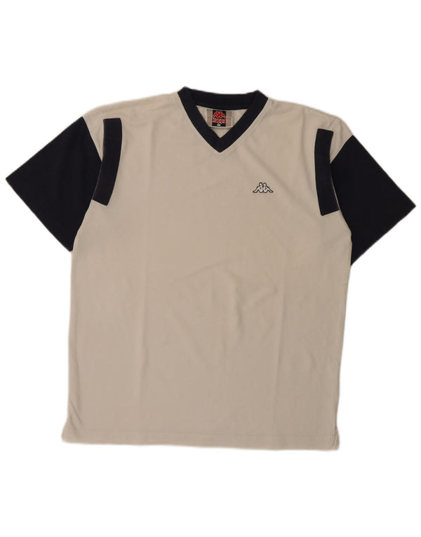 Kappa Herre T-shirt Top Medium White Colourblock Bomuld
