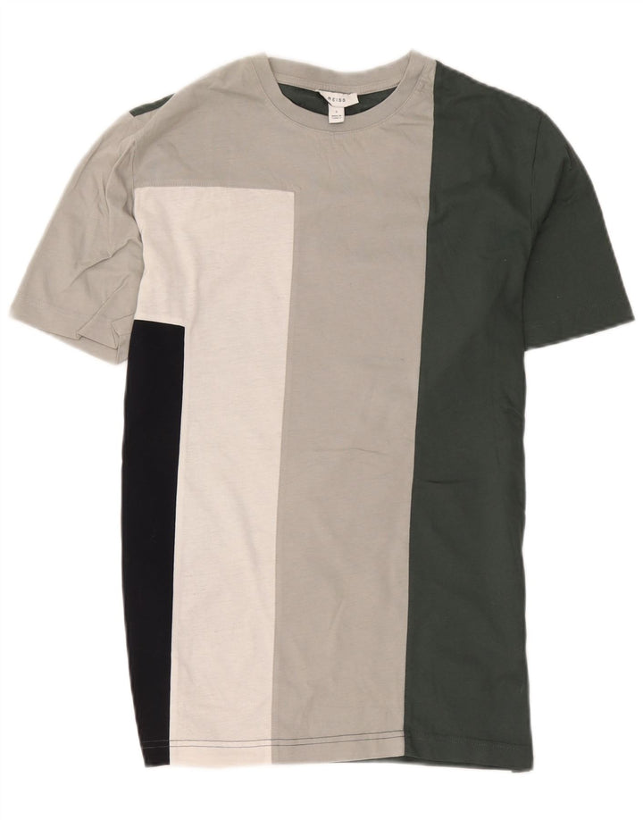 Reiss Herre T-Shirt Top Lille flerfarvet Colourblock Bomuld