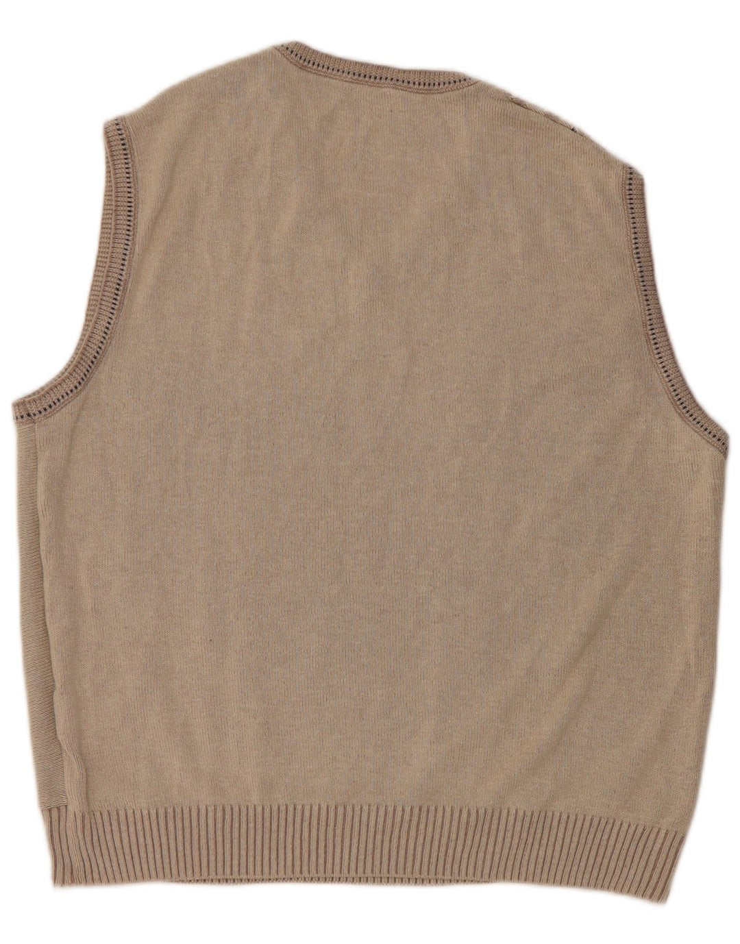 Vintage herrevest tanktop stor beige geometrisk bomuld