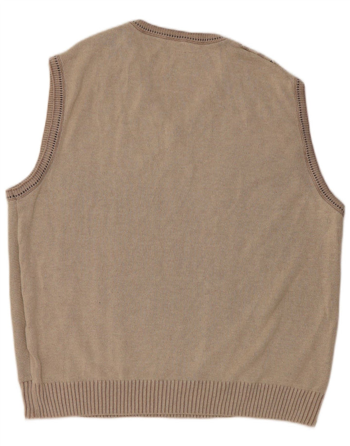 Vintage herrevest tanktop stor beige geometrisk bomuld