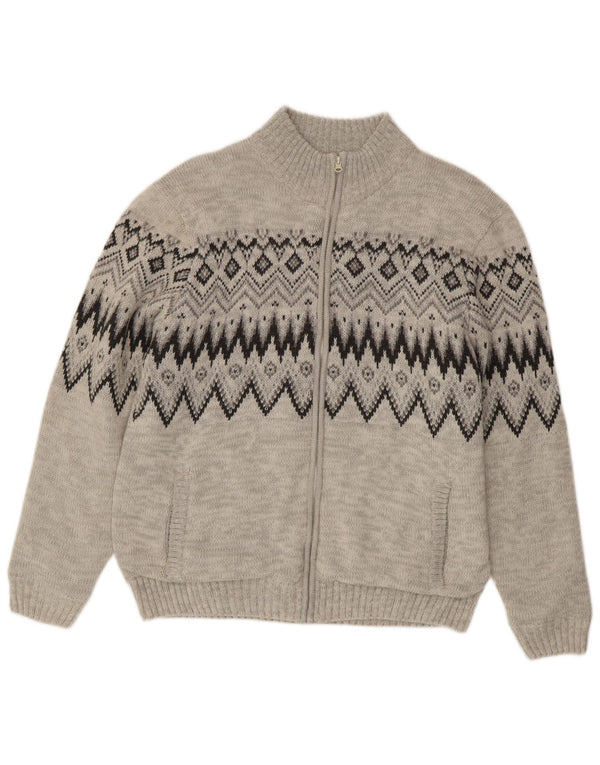 Atlas Til Mænd Herre Cardigan Sweater XL Grå Fair Isle Akryl