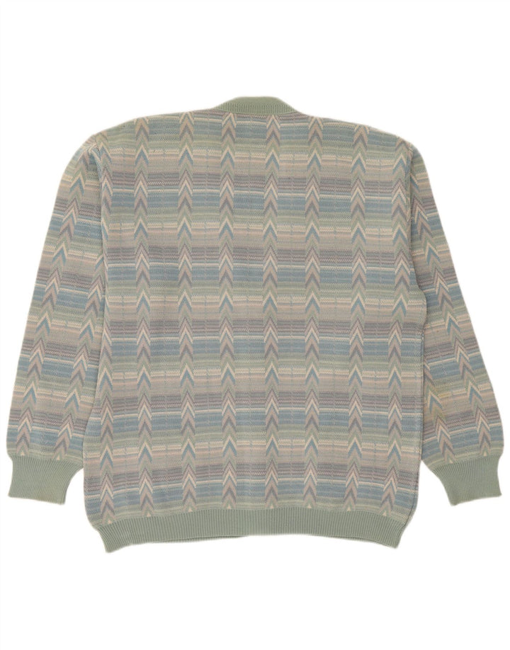 Bernardini Herre Cardigan Sweater Stor flerfarvet geometrisk uld