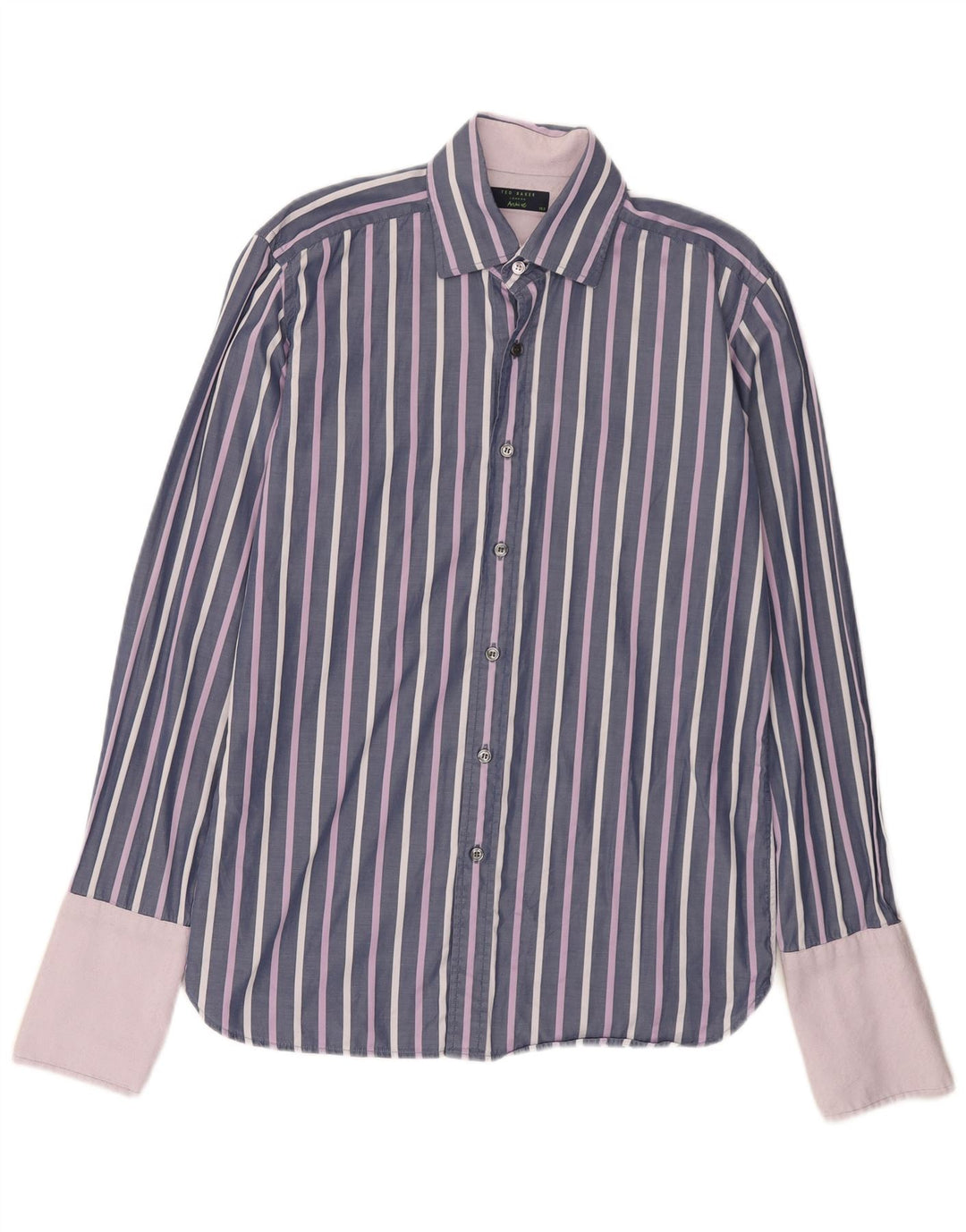 Ted Baker Herre formel skjorte størrelse 15 1/2 medium lilla nålestribet bomuld