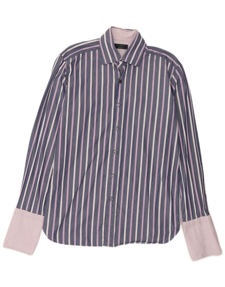 Ted Baker Herre formel skjorte størrelse 15 1/2 medium lilla nålestribet bomuld