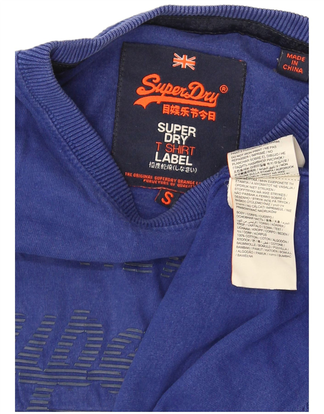 Superdry Grafisk T-shirt top til mænd, lille blå bomuld