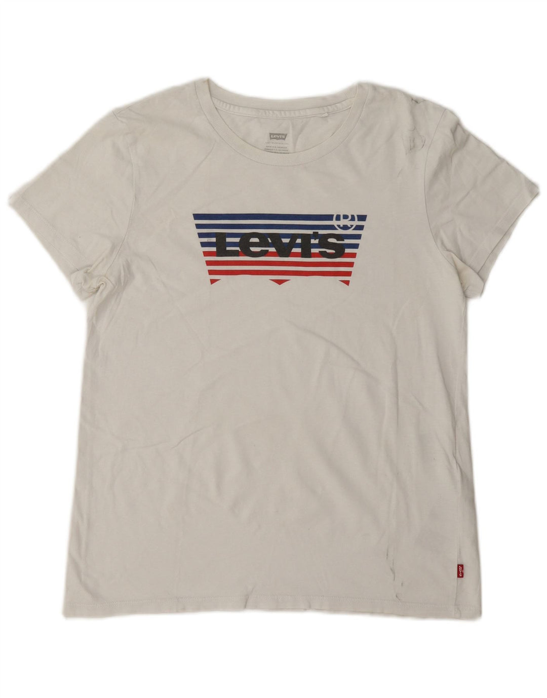 Levi's Dame Grafisk T-Shirt Top UK 14 Medium Hvid Bomuld