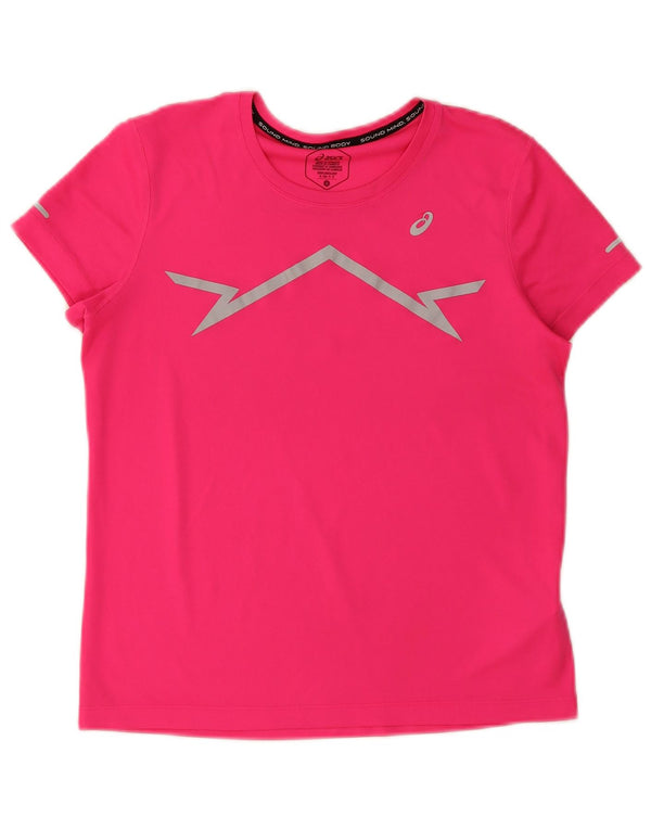 Asics Grafisk T-Shirt Top UK 10 Small Pink Polyester