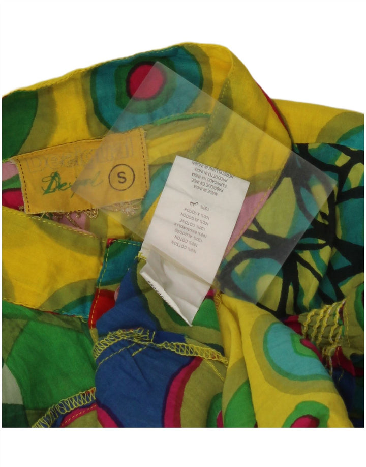 DESIGUAL Damebluse Top UK 10 Lille flerfarvet geometrisk bomuld