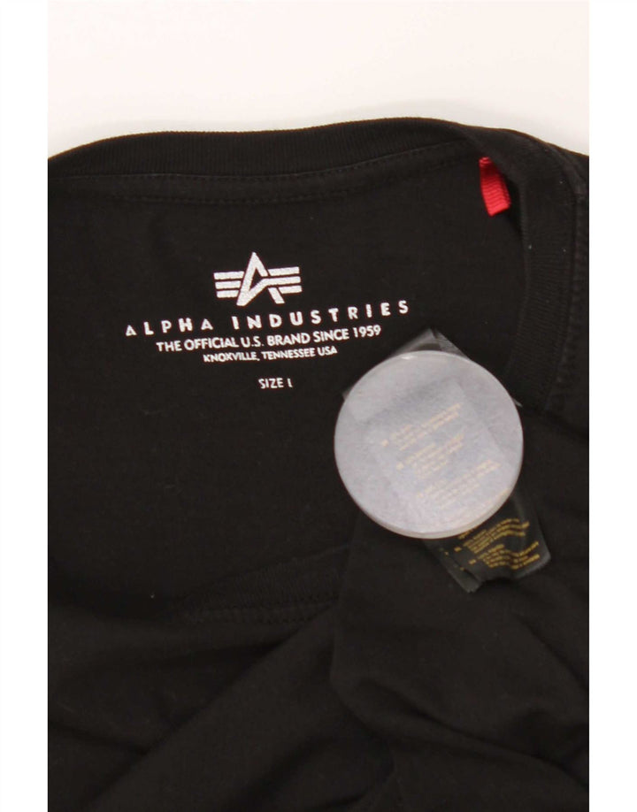 Alpha Industries Herre Grafisk T-Shirt Top Stor Sort Bomuld