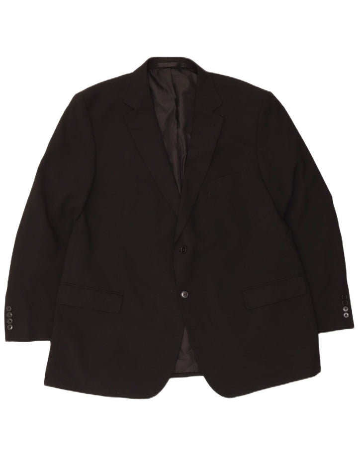 Marks & Spencer Herre 2 Button Blazer Jacket UK 48 2XL Sort Polyester