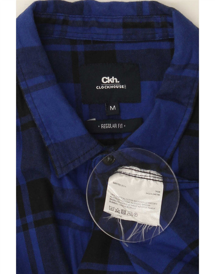 CLOCK HOUSE Herre Regular Fit Flanelskjorte Medium Blue Ternet Bomuld