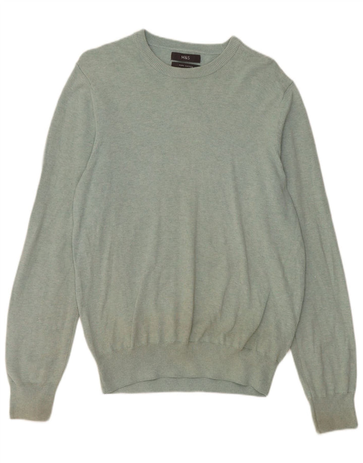 Marks & Spencer Herre Boat Neck Jumper Sweater Medium Grøn Bomuld
