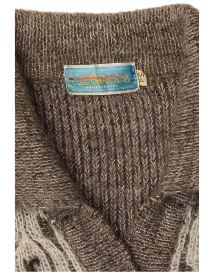 Vintage dame cardigan sweater IT 54 3XL Grå Geometrisk