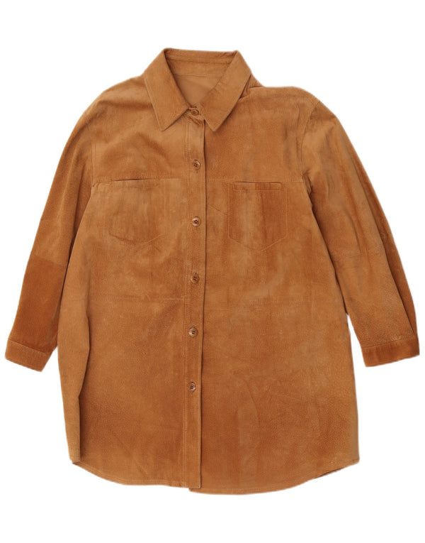 Vintage Dame Overshirt Ruskindsskjorte UK 18 XL Brun