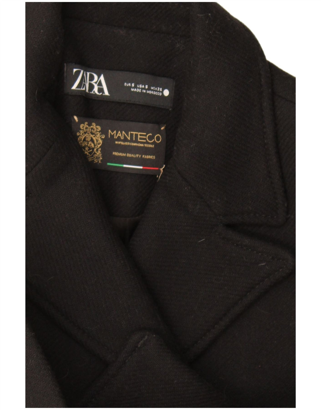 Zara Dame Dobbeltradet Blazer Jacket UK 10 Lille Sort