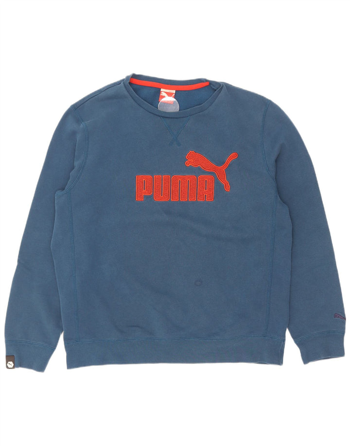 Puma Herre Grafisk Sweatshirt Jumper Stor Blå Bomuld