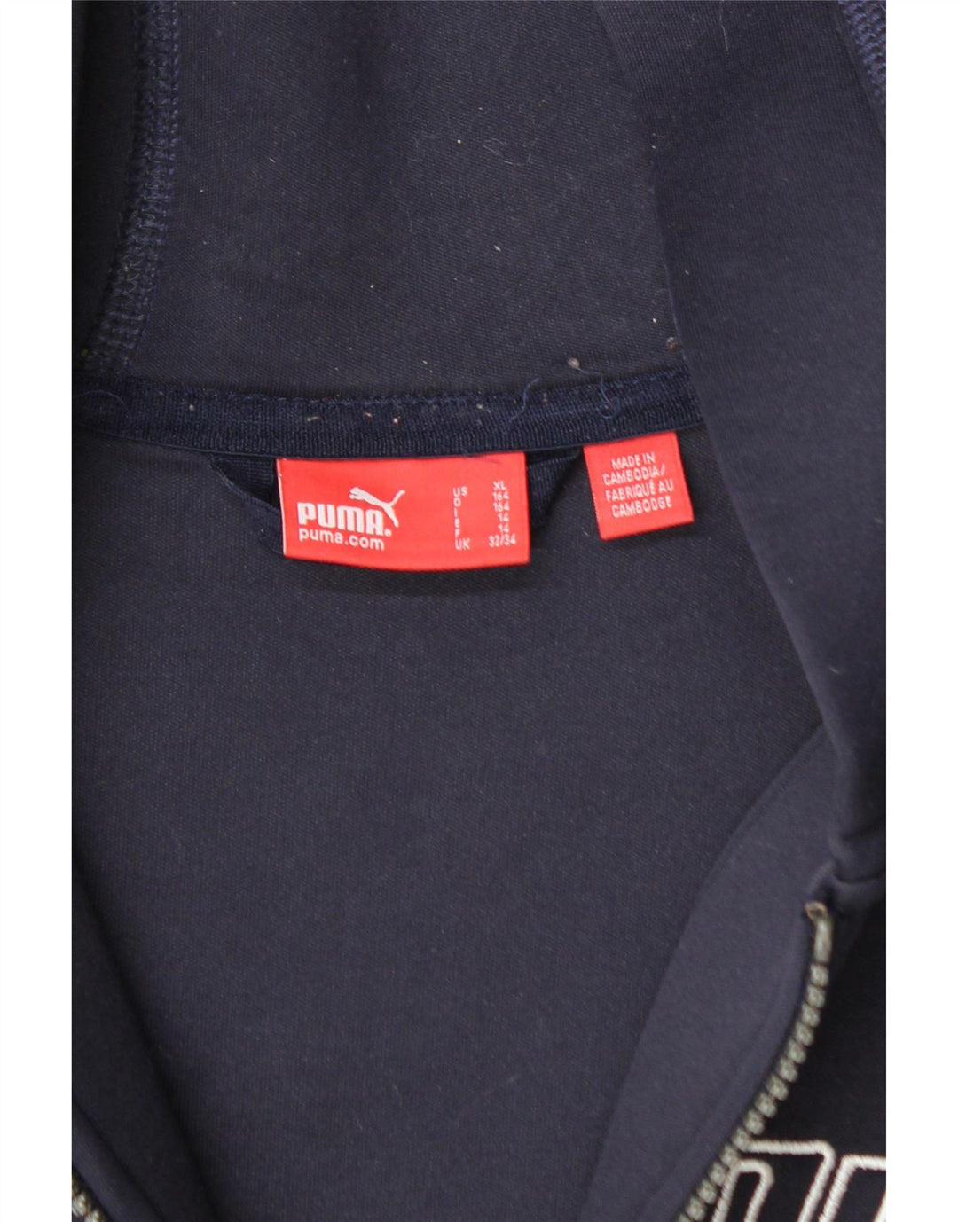 PUMA Boys Graphic Zip Hoodie Sweater 13-14 Years Navy Blue Polyester Vintage Puma and Second-Hand Puma from Messina Hembry 