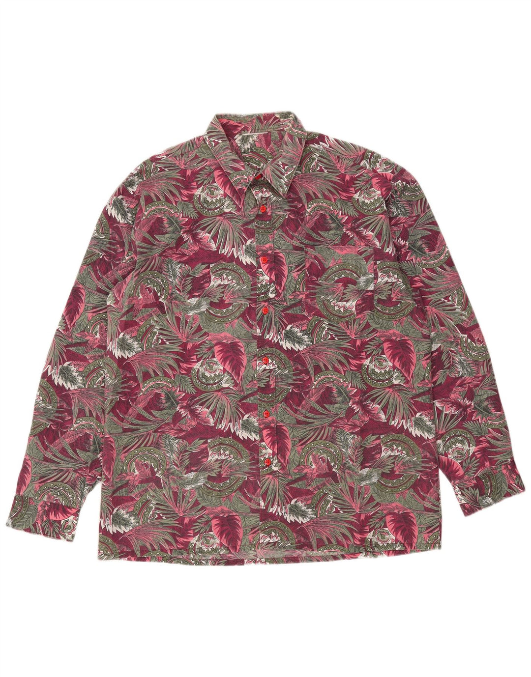 Vintage herreskjorte stor lyserød blomstret