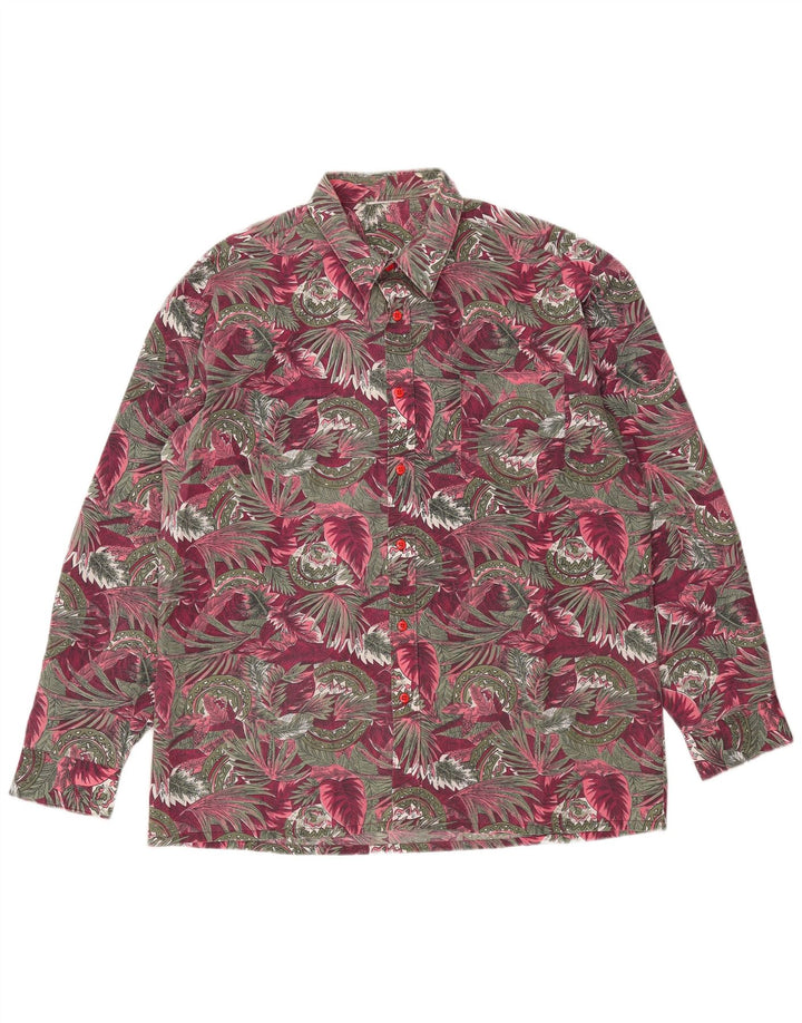Vintage herreskjorte stor lyserød blomstret