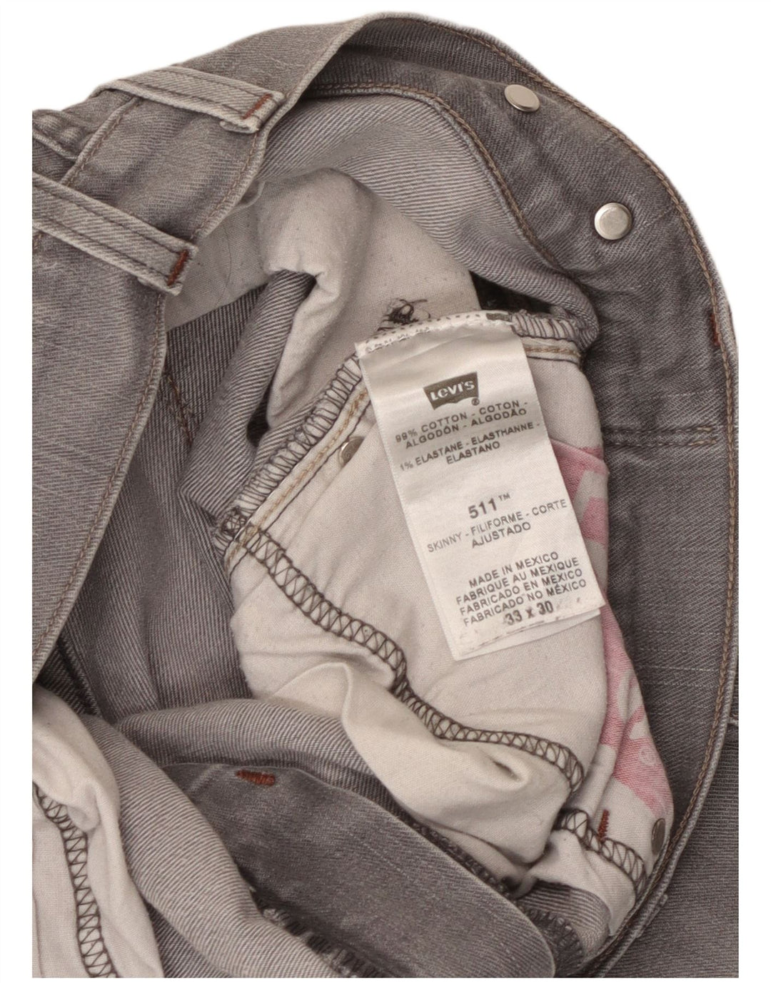 Levi's Dame 511 Skinny Jeans W33 L30 Grå Bomuld