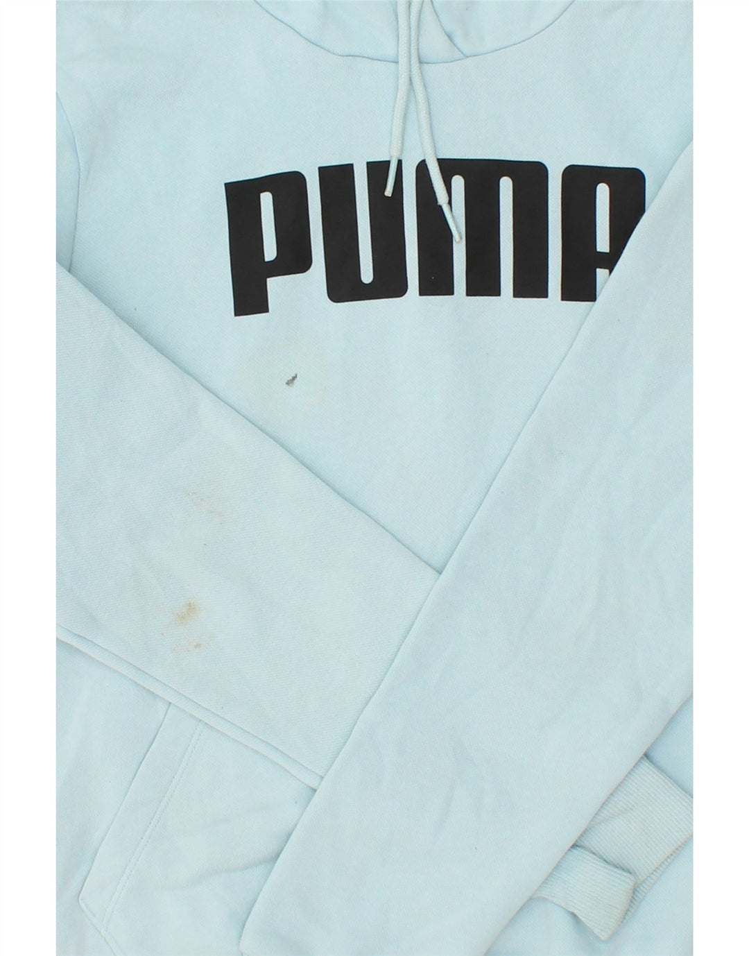 PUMA Womens Graphic Hoodie Jumper UK 12 Medium Blue Cotton Vintage Puma and Second-Hand Puma from Messina Hembry 