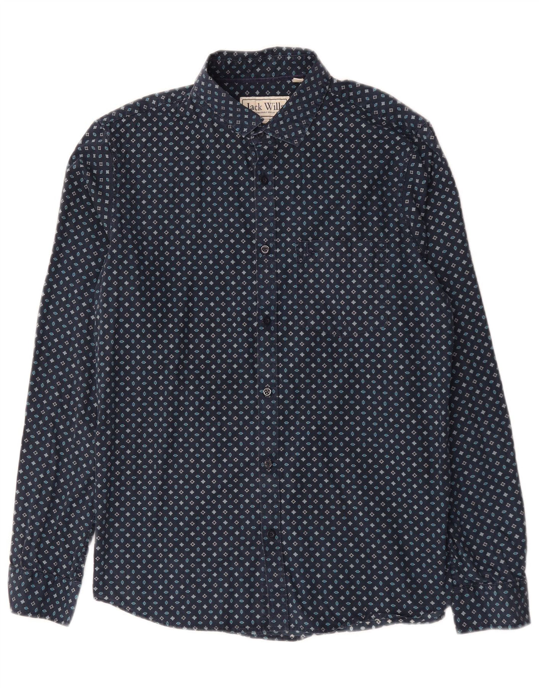 Jack Wills Herre Classic Fit skjorte Medium marineblå geometrisk bomuld