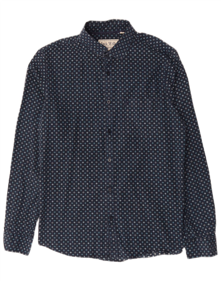 Jack Wills Herre Classic Fit skjorte Medium marineblå geometrisk bomuld
