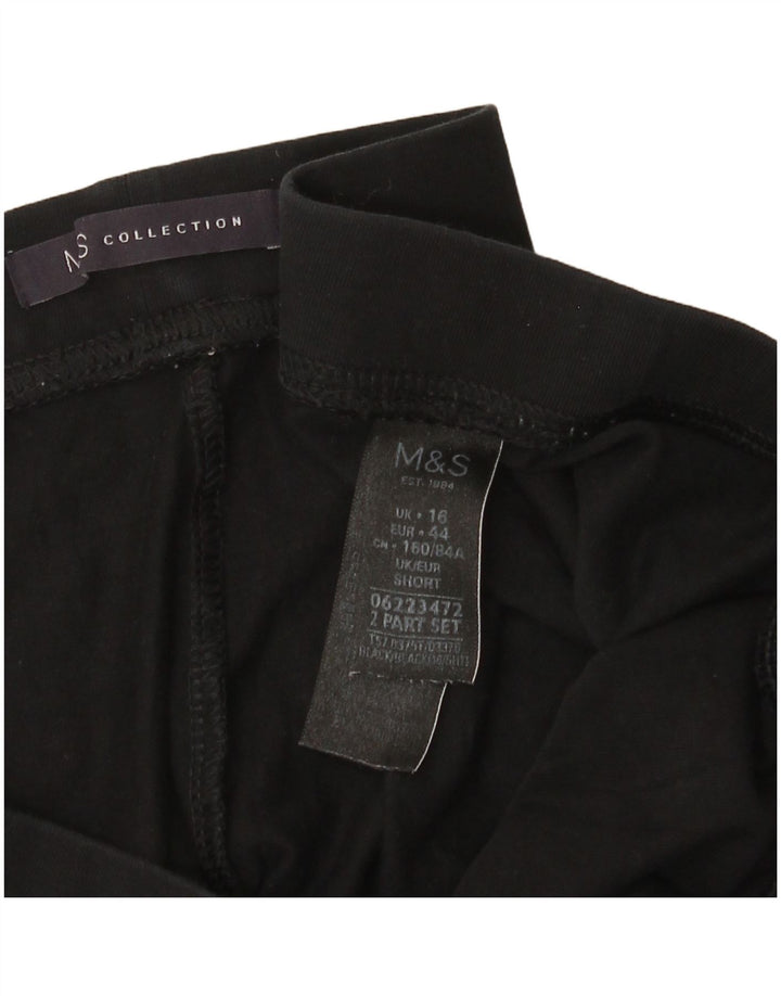 Marks & Spencer Womens Crop Leggings UK 16 Large Black Bomuld